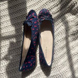Blue and red cherry printed charter club ballet flats